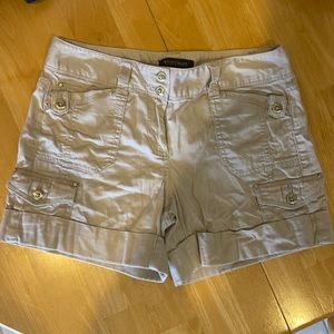 WHBM, tan cargo shorts with rhinestone detail on pockets size 2